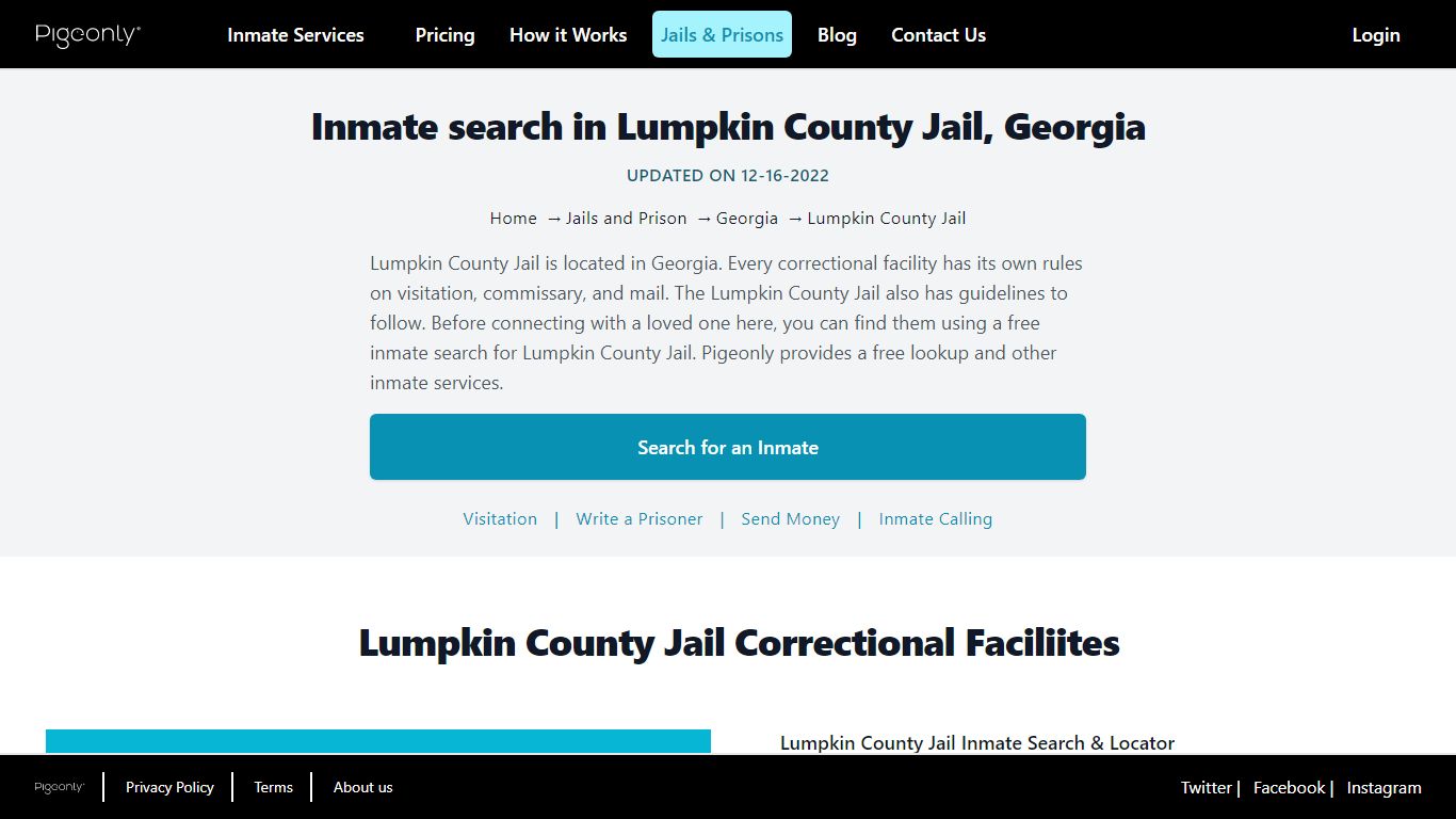 Inmate Search Lumpkin County Jail, Georgia | Pigeonly